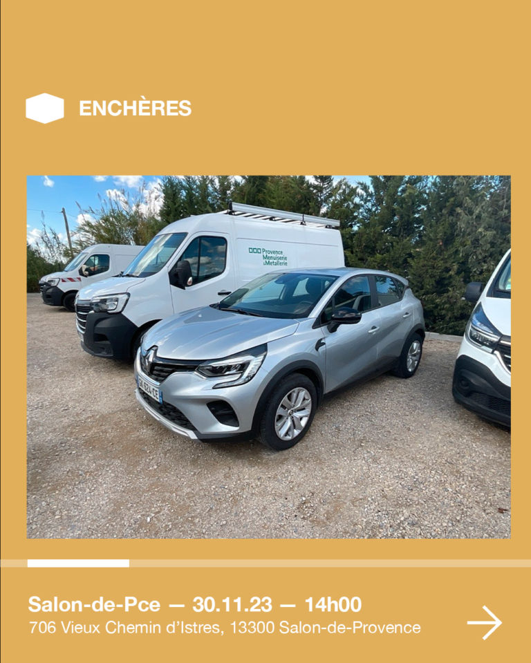 VENTE AUX ENCHÈRES — Véhicules, menuiserie, outillage, serrurerie, éléctroportatif, bureaux…  — 30/11 à  14H00