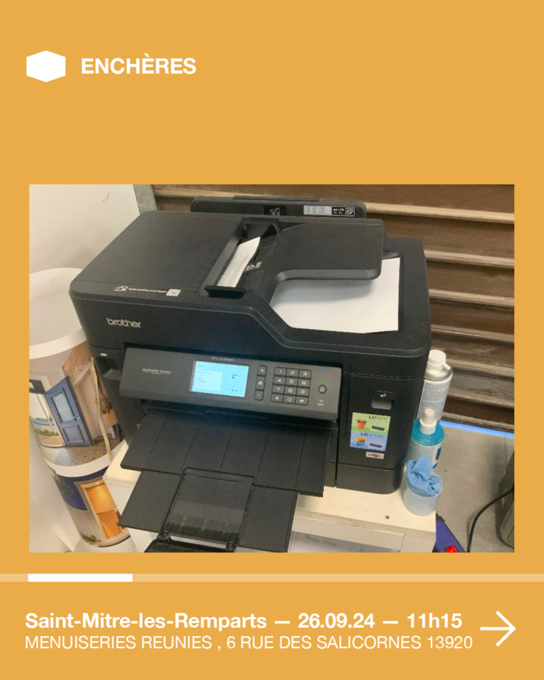 🗓️ VENTE AUX ENCHÈRES — BUREAUX INFORMATIQUE PETIT STOCK MENUISERIE… — 26/09 à 11h15